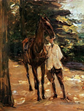 homme avec le cheval Max Liebermann impressionnisme allemand Peinture à l'huile